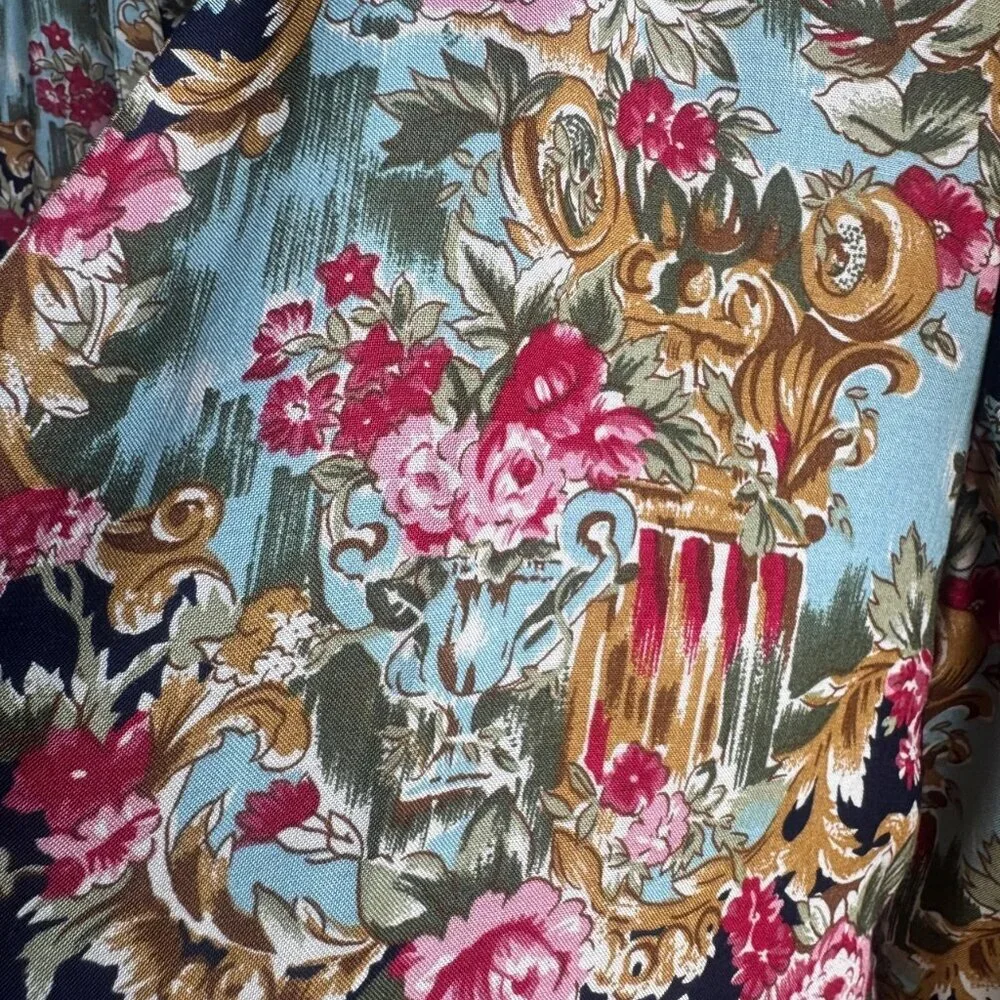 Ultra Dress Vintage 3/4 Sleeve Floral Boho Open Front Cardigan Cover Up Size 14